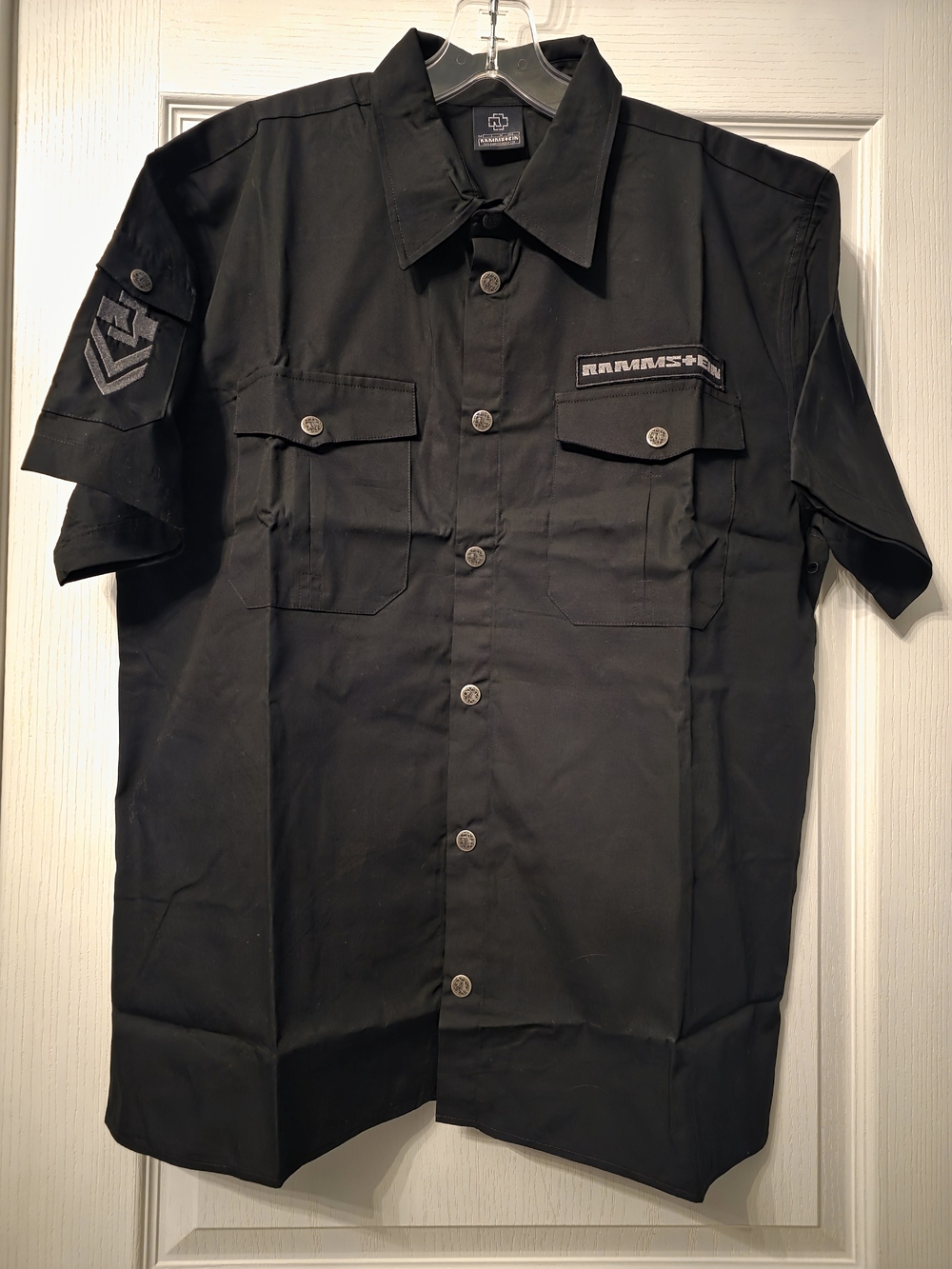 New Rammstein Black Short-Sleeve Button-Down Shirt Large L - Picture 2 of 7